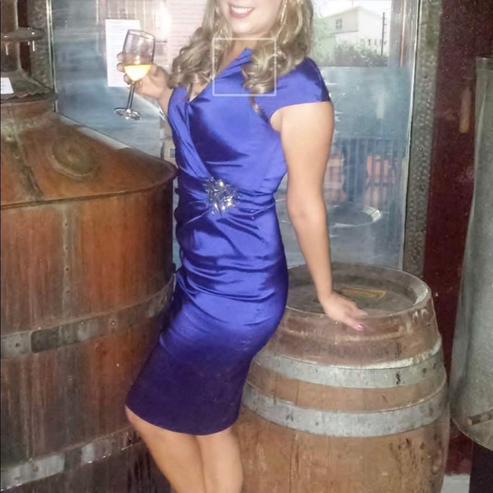 Purple Blue Formal Cocktail Rhinestones Bodycon
